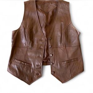 CAbi Tan Leather Vest